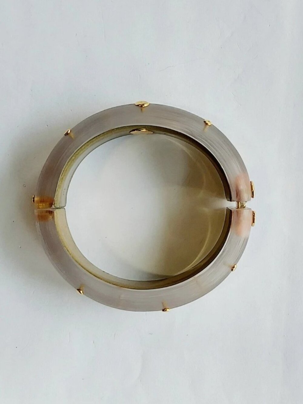Alexis Bittar Amber Gold Studded Lucite Hinge Bracelet